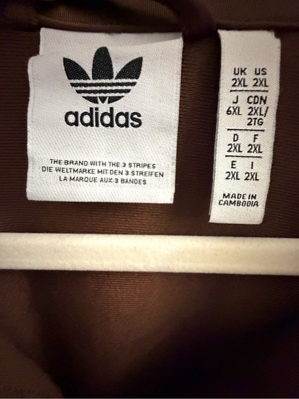 adidas Brown Jacket with White Label and Trim - Picture 2 of 3